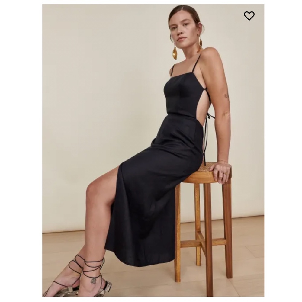 Reformation Nia Linen Dress in Black